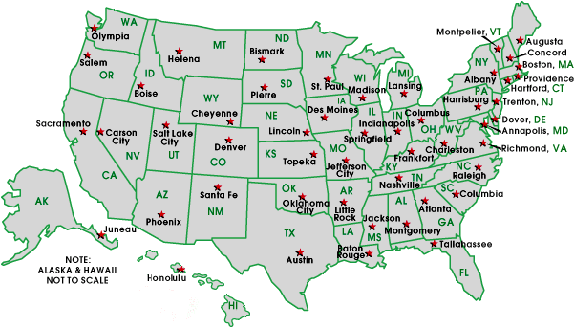 map of us states and capitals. US States and Capital Cities